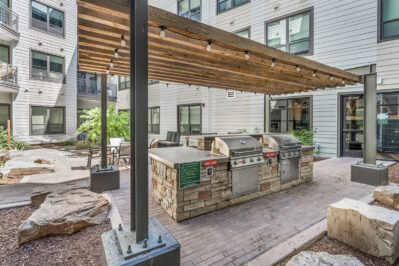 Outdoor lounge and grilling area