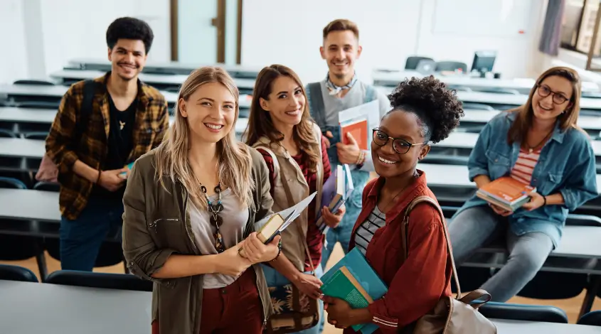 a diverse group of students in a classroom